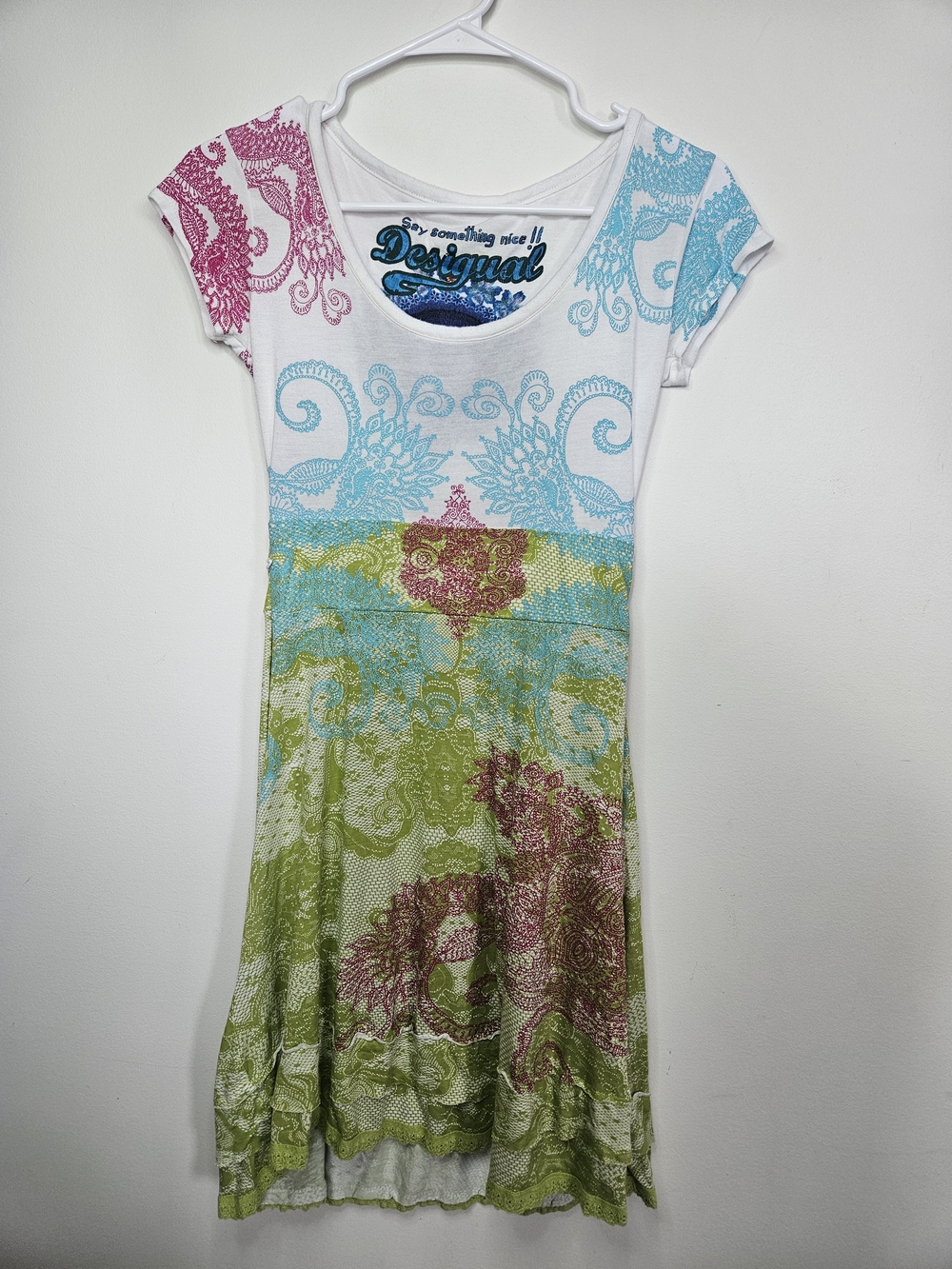 Desigual Mandala Patchwork Short Sleeve Summer Dress S